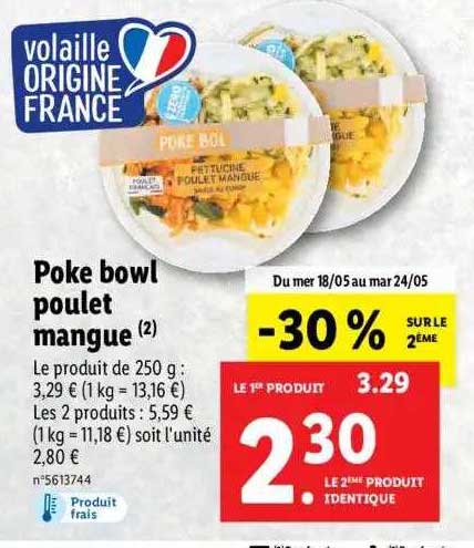 poke bowl poulet mangue