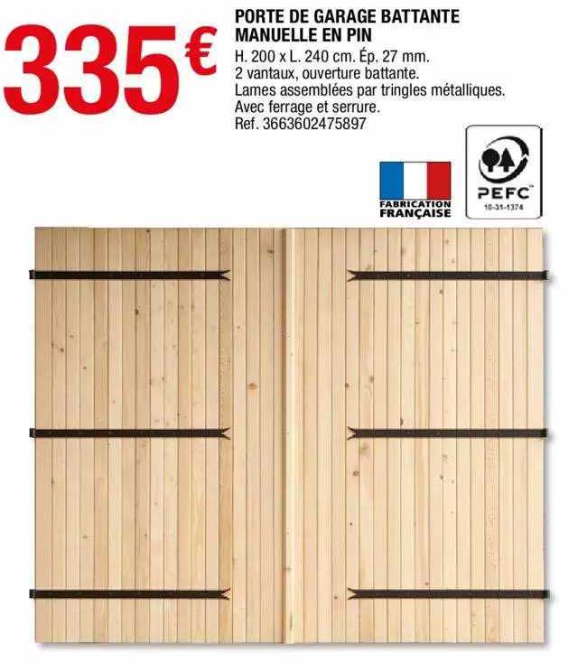 Porte De Garage Battante Manuelle En Pin