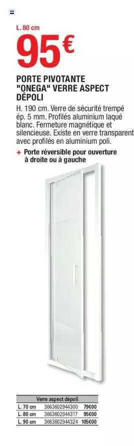 porte pivotante "onega" verre aspect dépoli