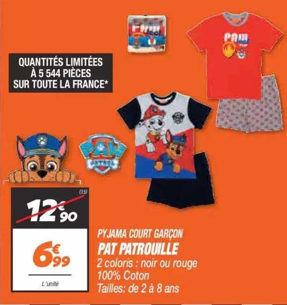 pyjama court garçon pat patrouille