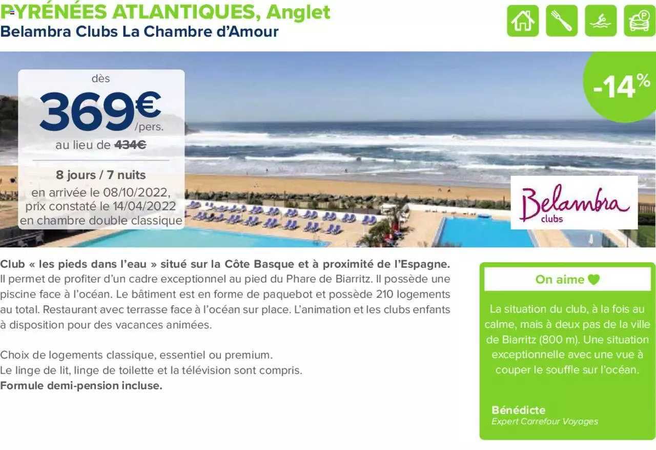 pyrénées atlantiques, anglet : belambra clubs la chambre d'amour