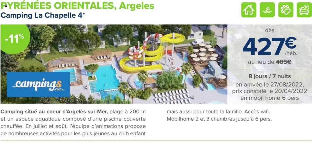 pyrénées orientales, argeles : camping la chapelle 4*