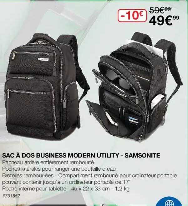 sac à dos business modern utility - samsonite