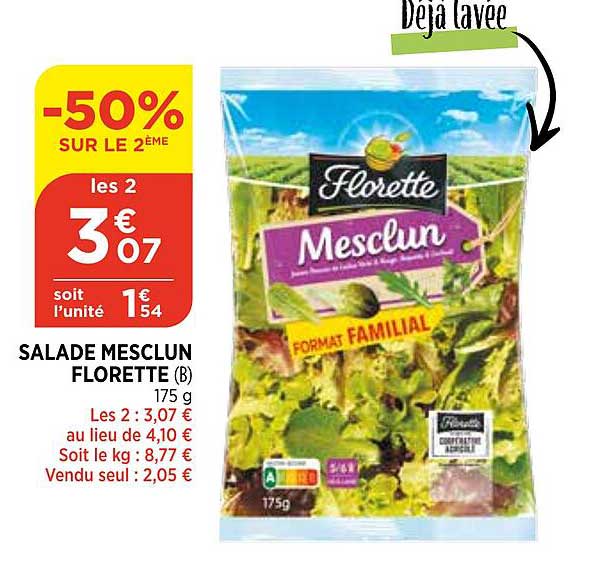 Salade Mesclun Florette -50% Sur Le 2ème