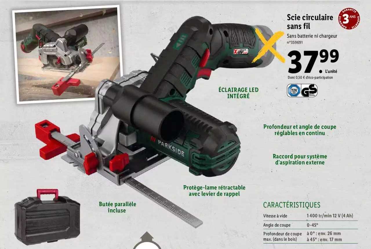 Scie Circulaire Sans Fil Parkside
