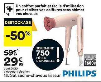 set sèche-cheveux lisseur philips