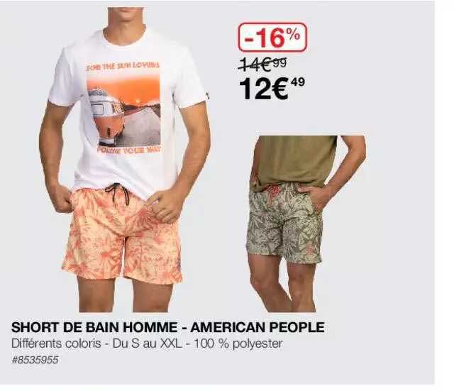 short de bain homme - american people
