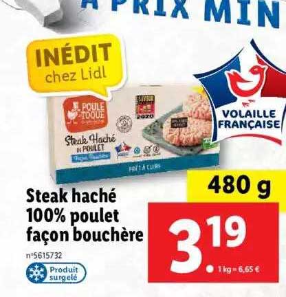 steak haché 100% poulet façon bouchère