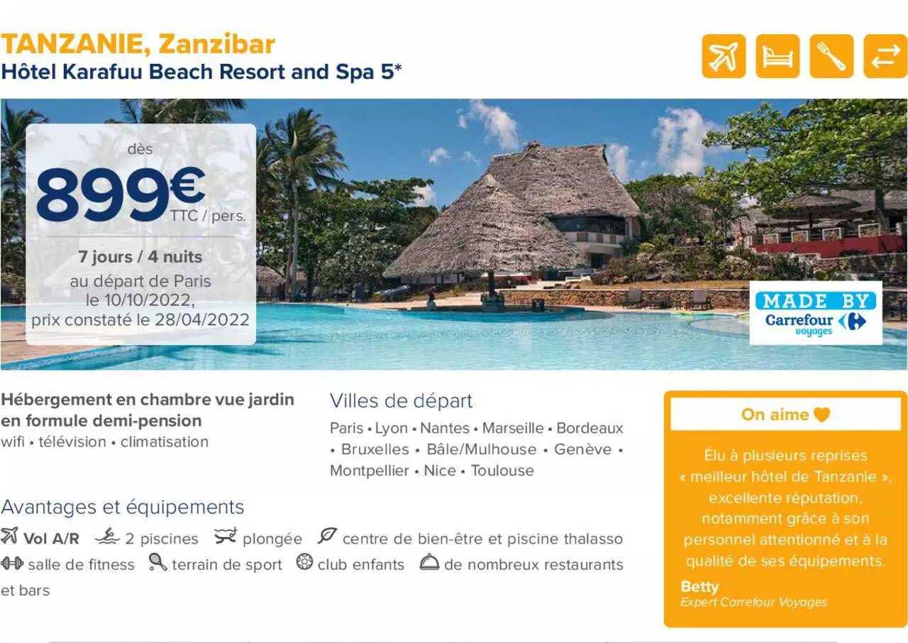 tanzanie, zanzibar : hôtel karafuu beach resort and spa 5*