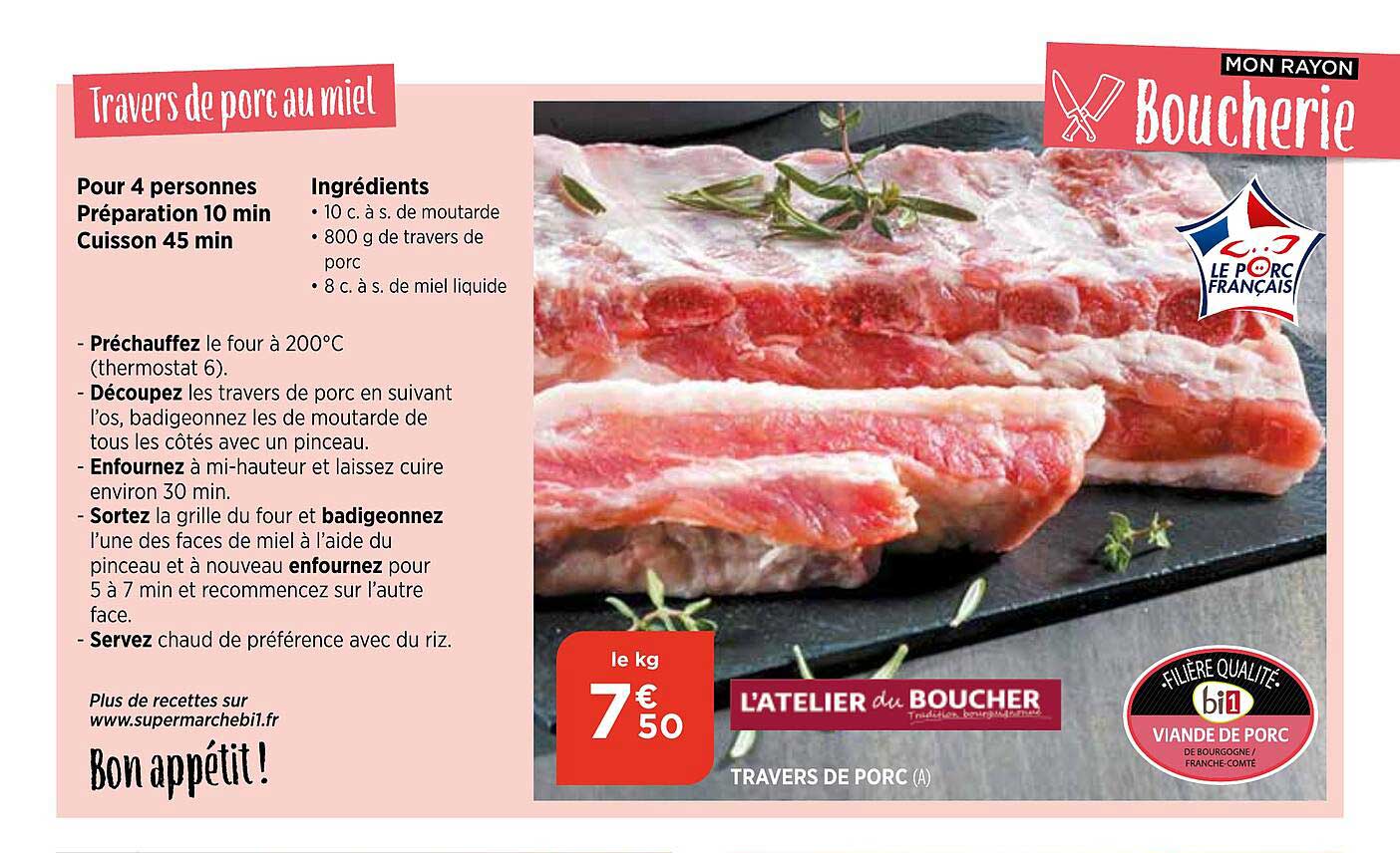 travers de porc l'atelier du boucher