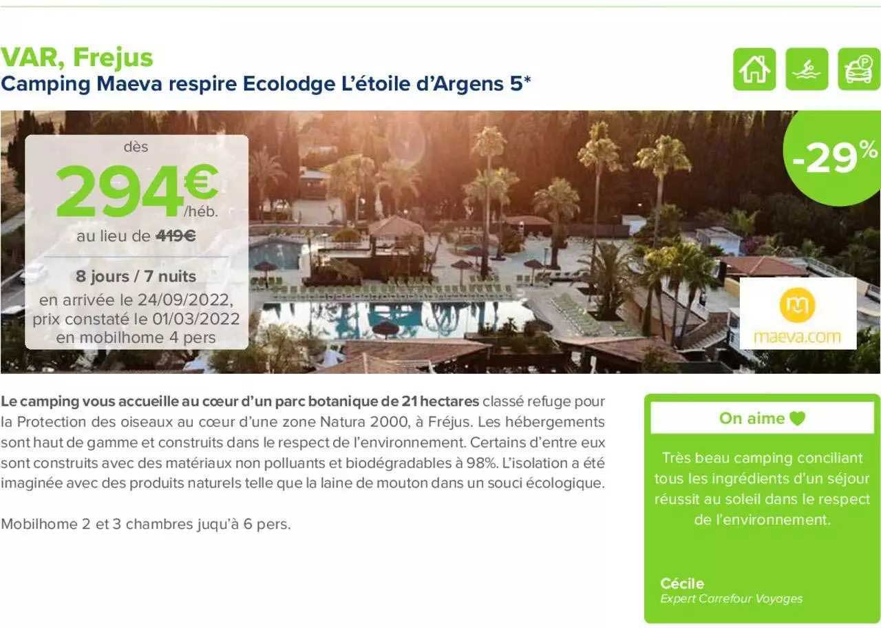 var, frejus : camping maeva respire ecolodge l'étoile d'argens 5*