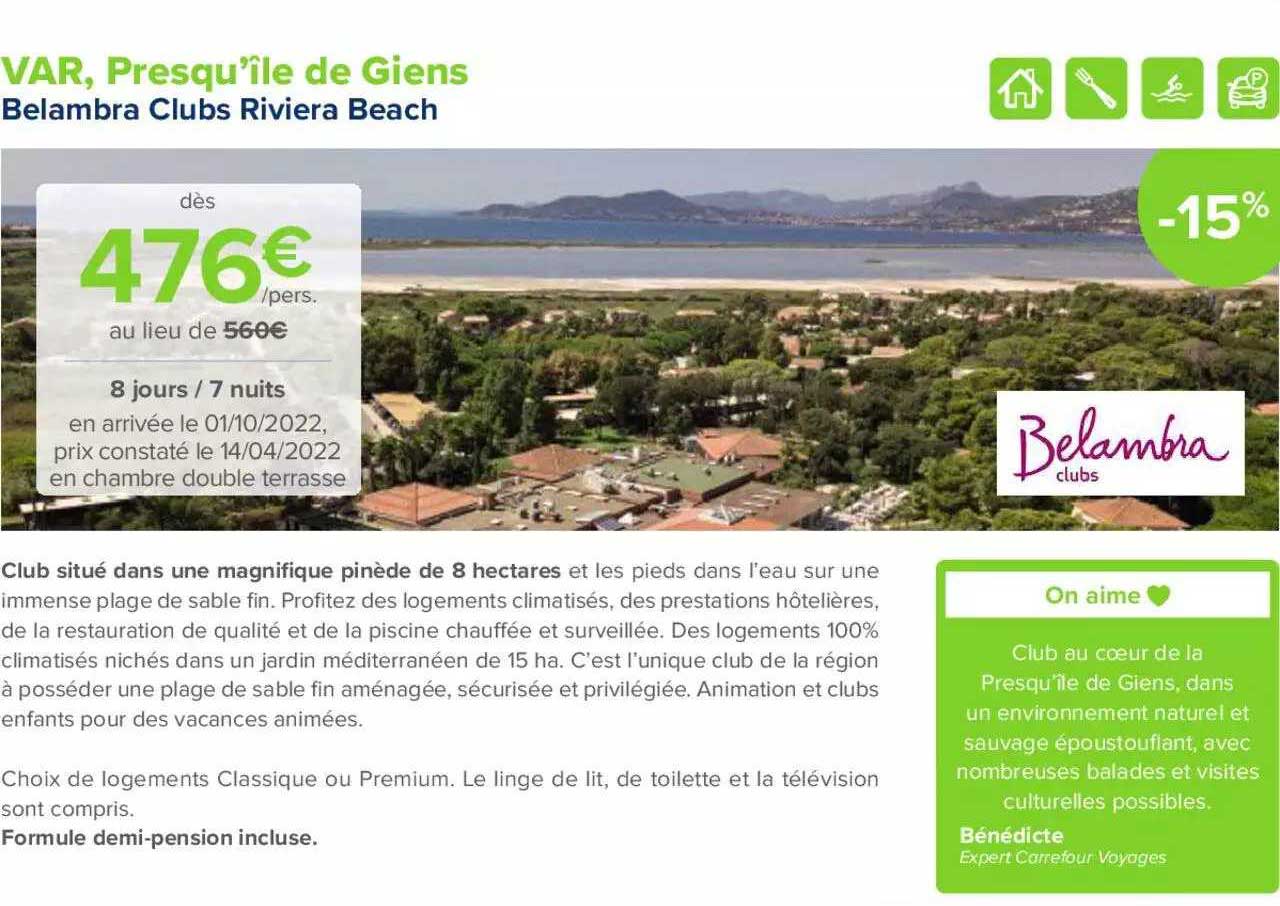 var, presqu'île de giens : belambra clubs riviera beach