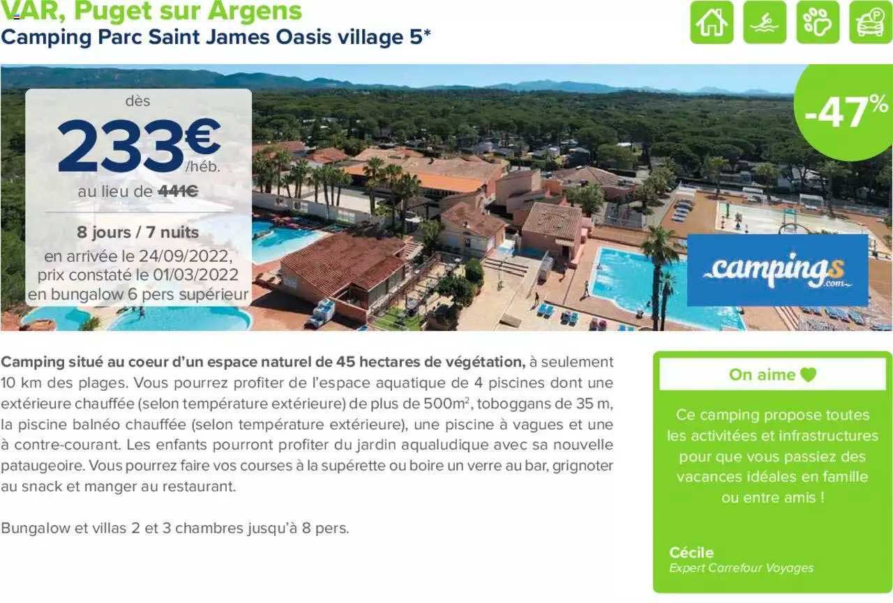 var, puget sur argens : camping parc saint james oasis village 5*