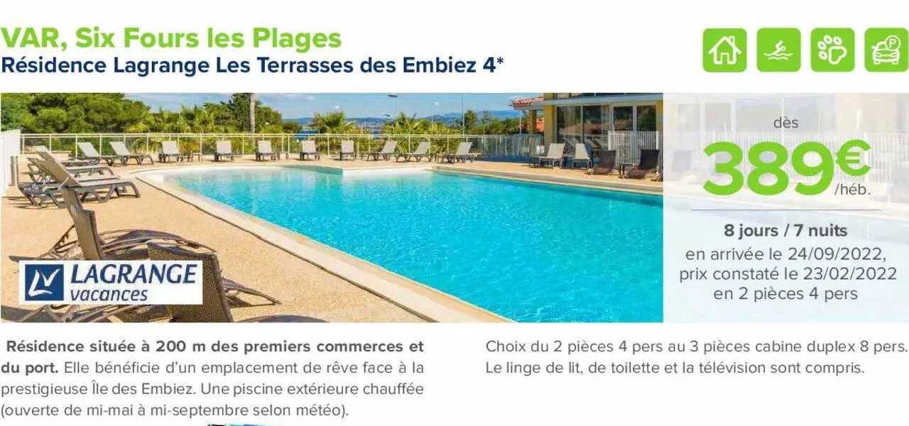 var, six fours les plages : résidence lagrange les terrasses des embiez 4*