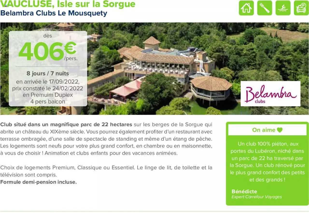 vaucluse, isle sur la sorgue : belambra clubs le mousquety