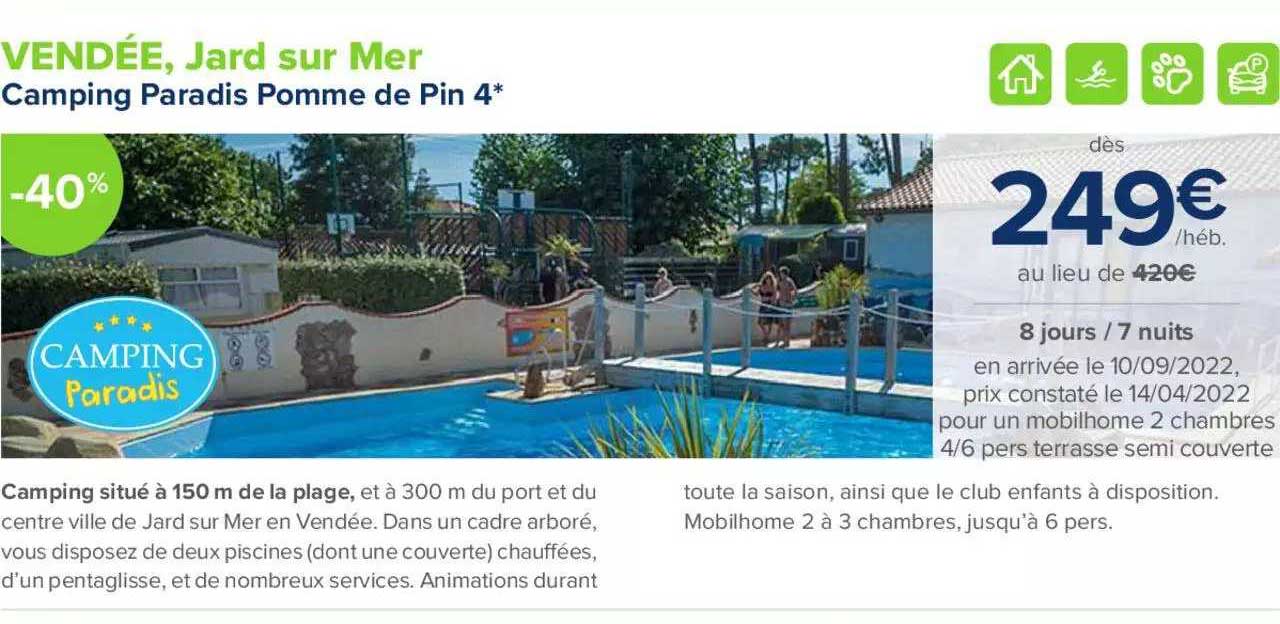 vendée, jard sur mer : camping paradis pomme de pin 4*