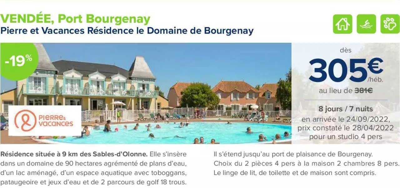 vendée, port bourgenay : pierre et vacances résidence le domaine de bourgenay