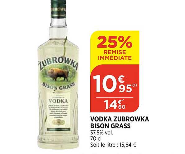 vodka zubrowka bison grass 25% remise immédiate