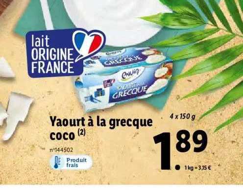 Yaourt à La Grecque Coco Envia