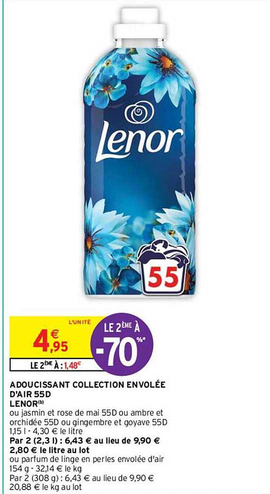 adoucissant collection envolée d'air 55d lenor
