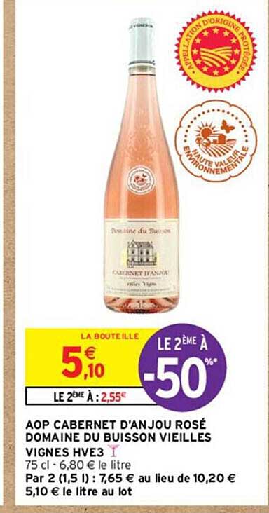 aop cabernet d'anjou rosé domaine du buisson vieilles vignes hve3