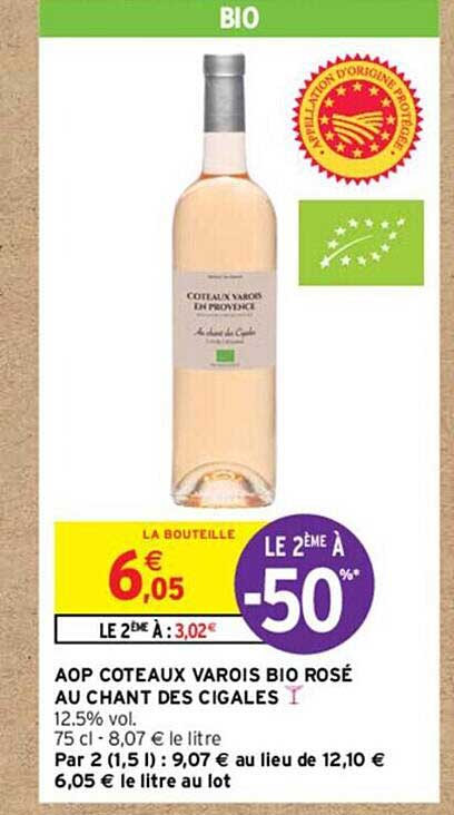 aop côteaux varois bio rosé au chant des cigales