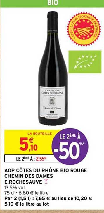 aop côtes du rhône bio rouge chemin des dames e.rochesauve