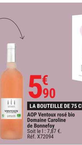 aop ventoux rosé bio domaine caroline de bonnefoy