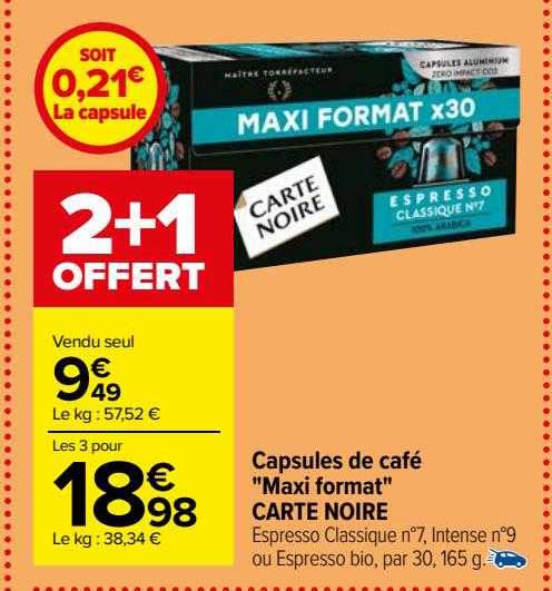 capsules de café "maxi format" carte noire