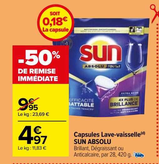 capsules lave-vaisselle sun absolu