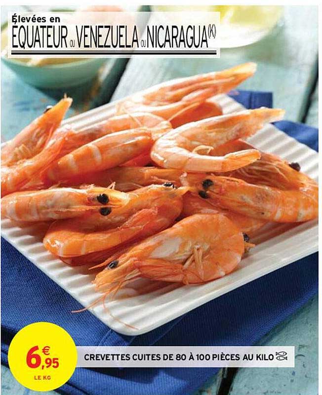 crevettes cuites de 80 à 100 pièces au kilo