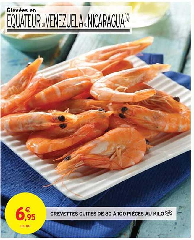 crevettes cuites de 80 à 100 pièces au kilo
