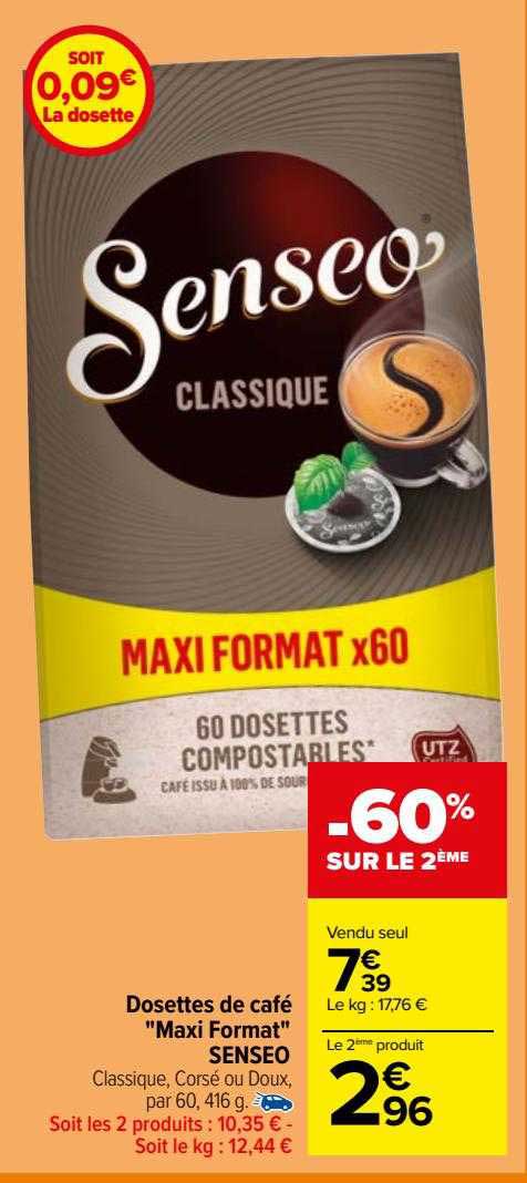 dosettes de café "maxi format" senseo