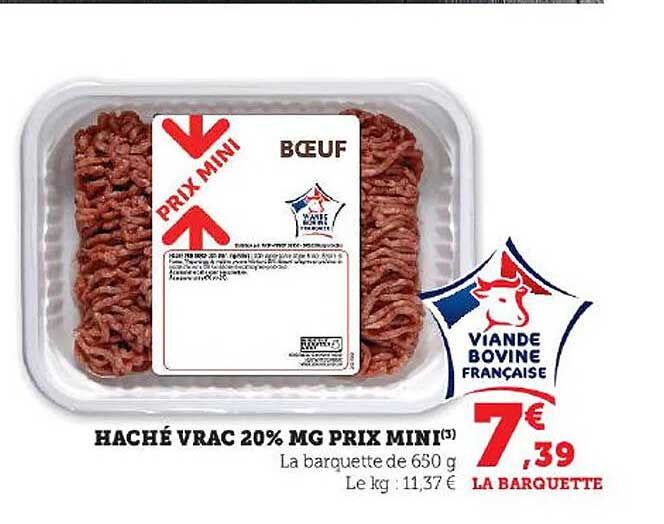 haché vrac 20% mg prix mini