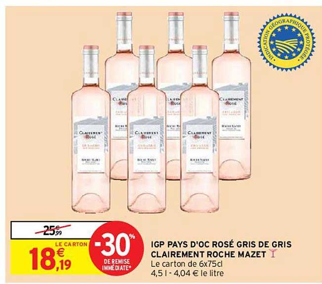 igp pays d'oc rosé gris de gris clairement roche mazet