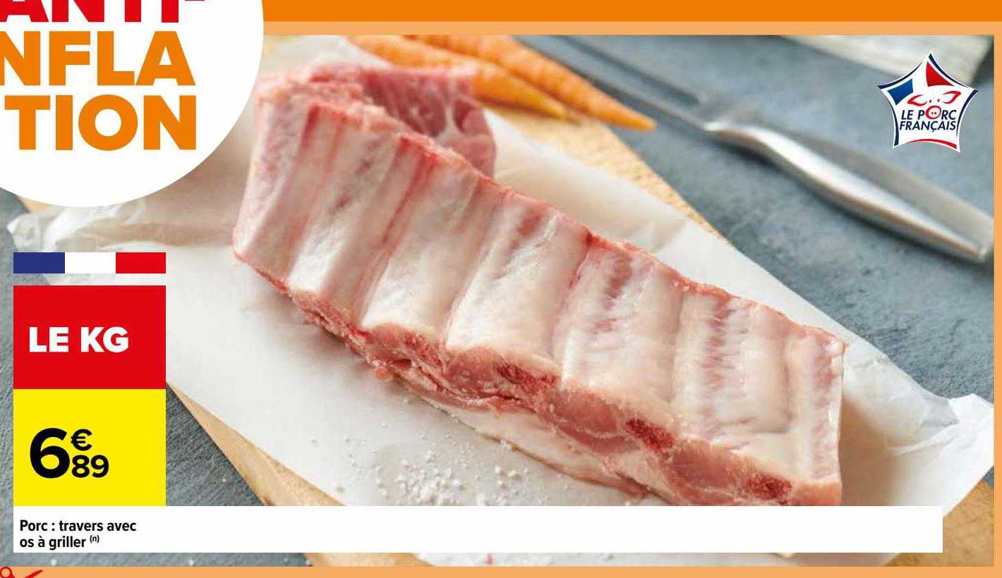 Porc : Travers Avec Os à Griller