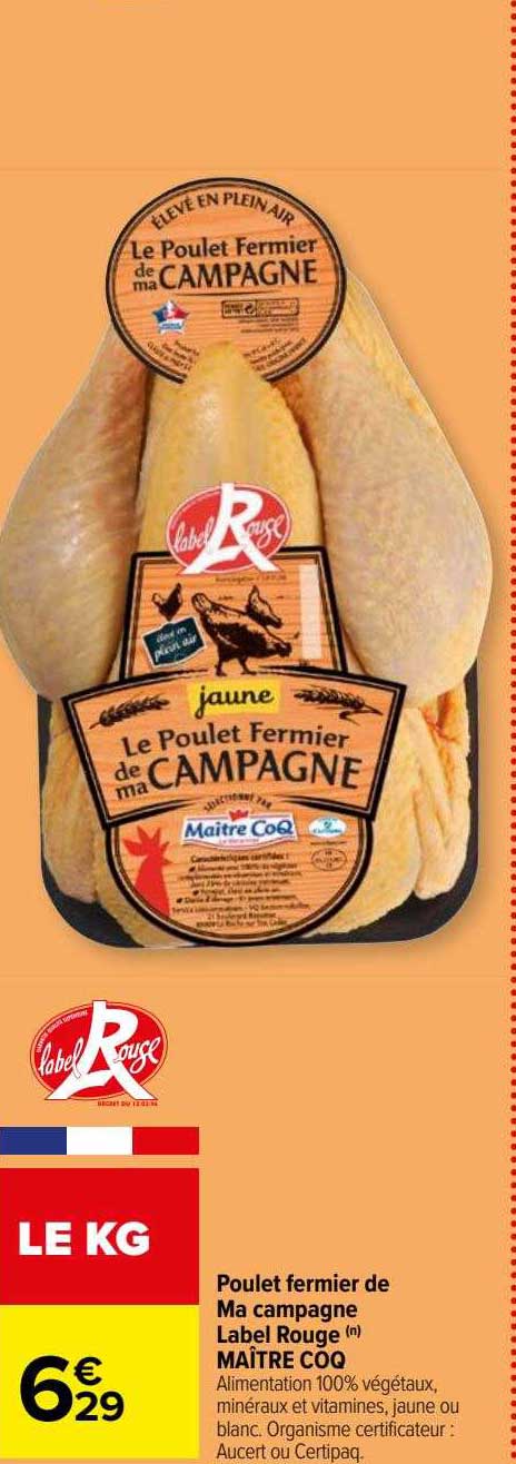poulet fermier de ma campagne label rouge maître coq