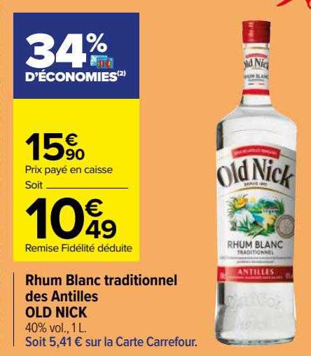 rhum blanc traditionnel des antilles old nick