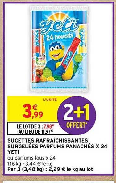 sucettes rafraîchissantes surgelées parfums panachés x 24 yeti