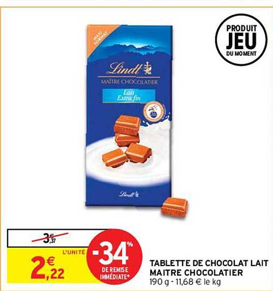 tablette de chocolat lait maître chocolatier