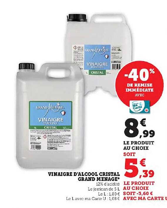 vinaigre d'alcool cristal grand ménage