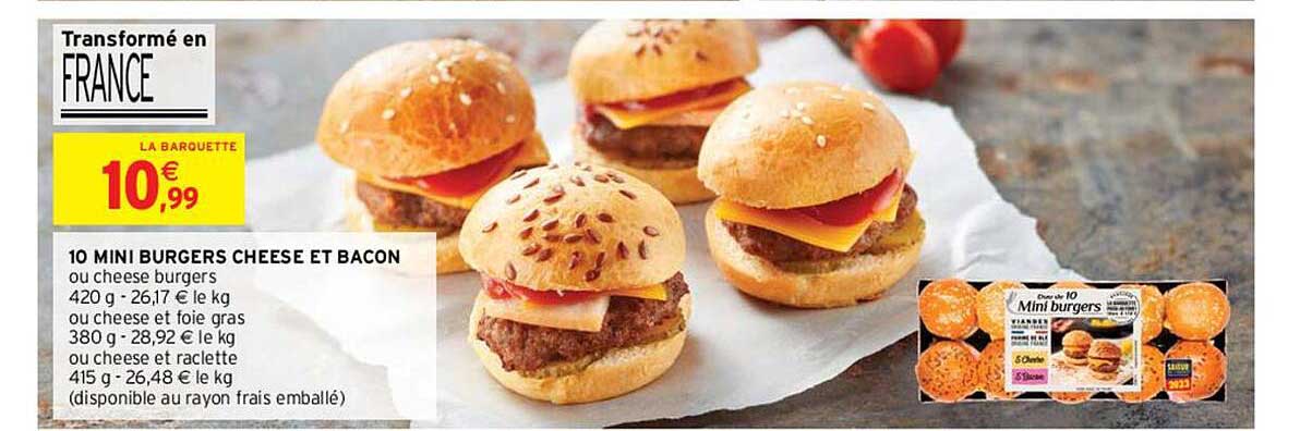 10 Mini Burgers Cheese Et Bacon