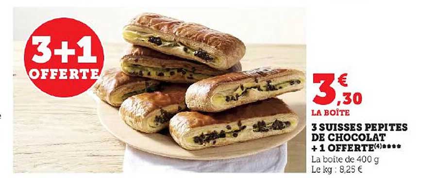 3 Suisses Pépites De Chocolat + 1 Offerte