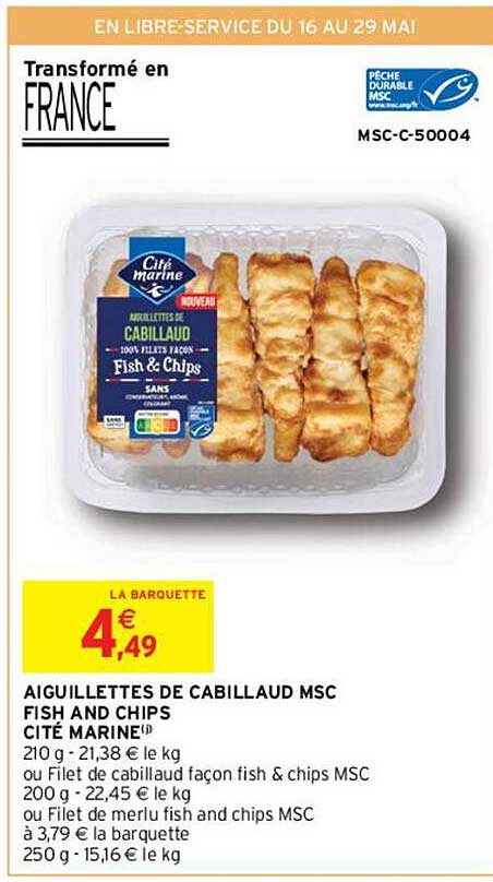 aiguillettes de cabillaud msc fish and chips cité marine