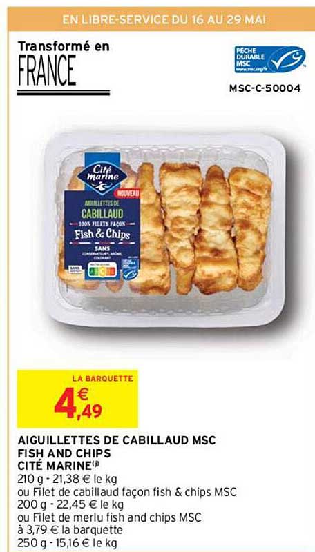 aiguillettes de cabillaud msc fish and chips cité marine