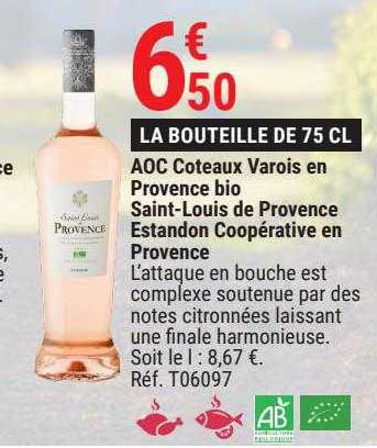 aoc côteaux varois en provence bio saint-louis de provence estandon coopérative en provence