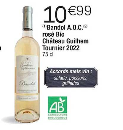 bandol a.o.c. rosé bio château guilhem tournier 2022