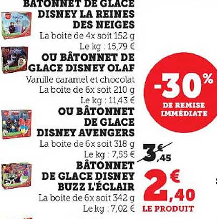 bâtonnet de glace disney la reines des neiges ou bâtonnet de glace disney olaf ou bâtonnet de glace disney avengers, bâtonnet de glace disney buzz l'éclair