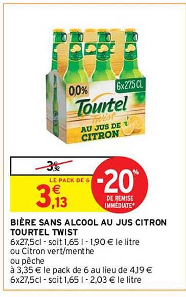 Bière Sans Alcool Au Jus Citron Tourtel Twist