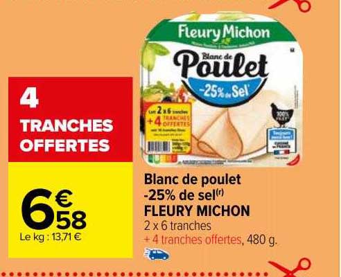 blanc de poulet -25% de sel fleury michon